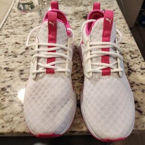 Puma Kids White and Pink Sneakers